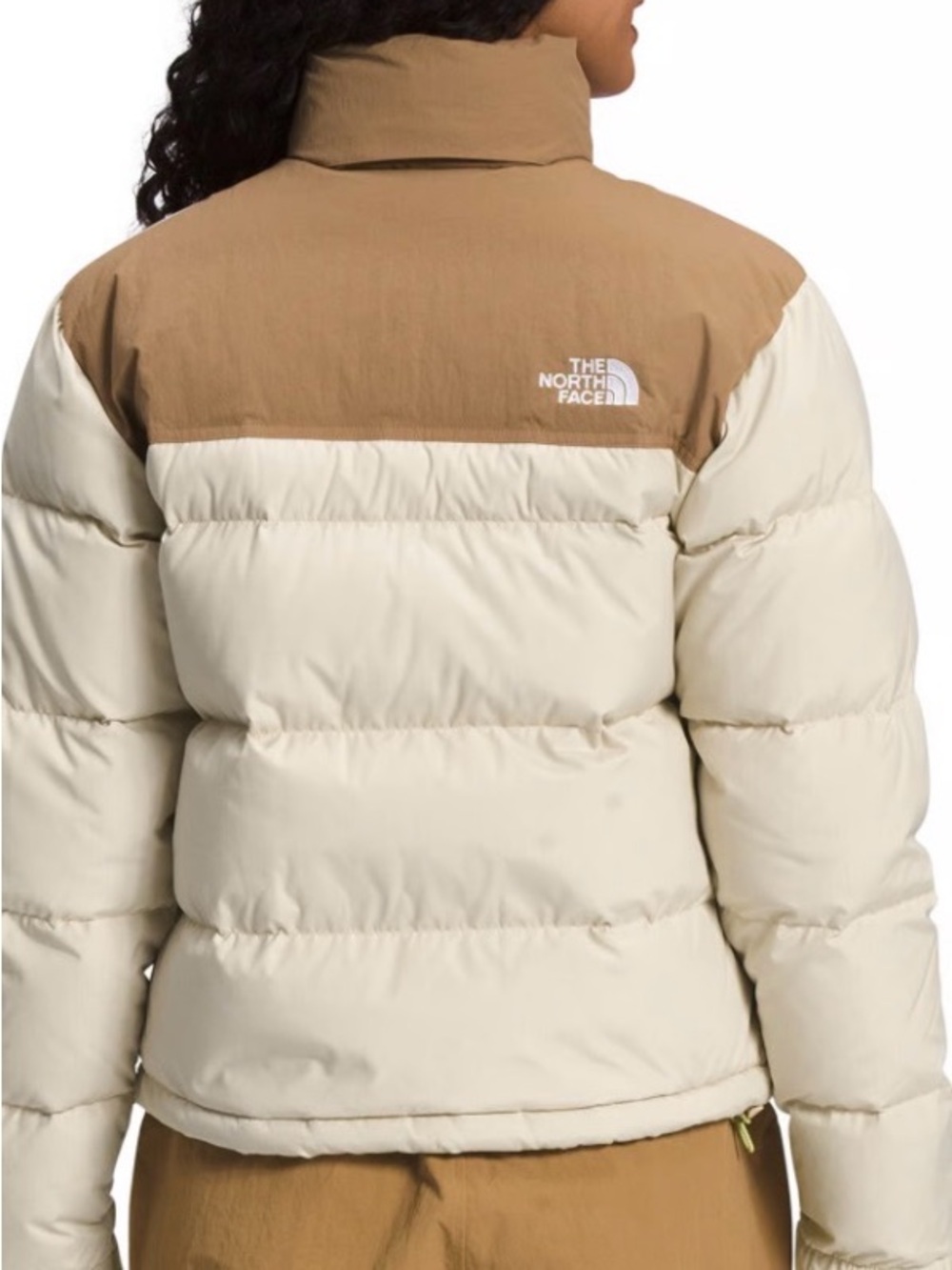 The North Face 92 Low-Fi Hi-Tek Nuptse down puffer jacket in beige and utility b - Picture 5 of 12